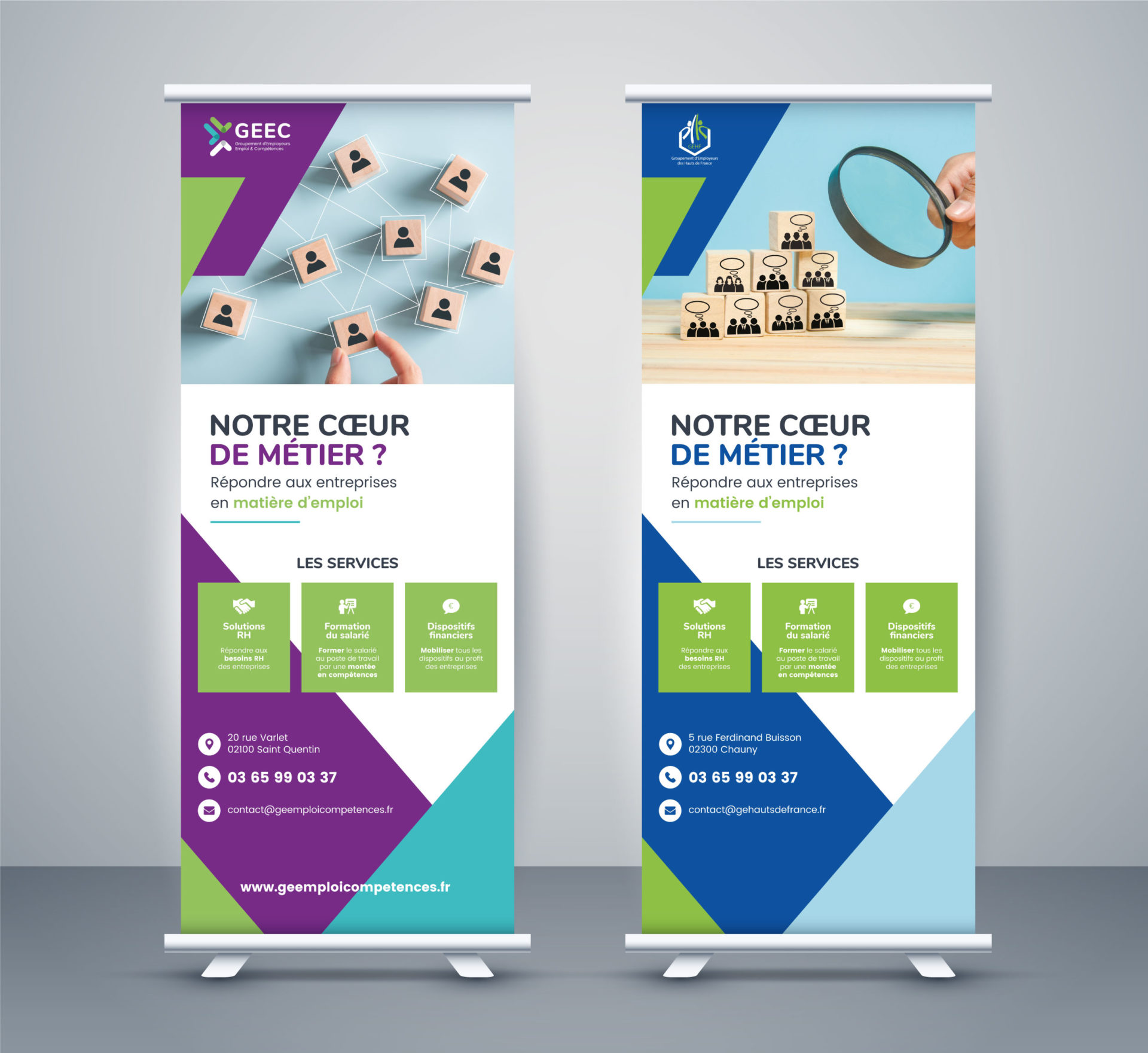Mockup-rollup Cartes de visites GEEC LAMIGES